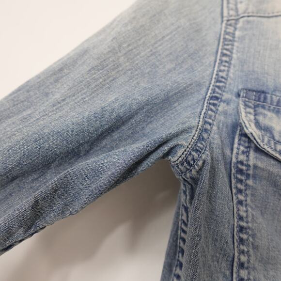 Givenchy Blue Denim Washed Star Chambray Pearl Snap Button Down Shirt 36 US 4 - Picture 10 of 16